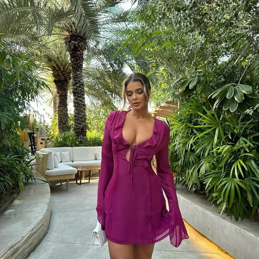 White Fox Boutique Falling To Pieces Dress in Berry – Size Small NWT - Picture 5 of 5